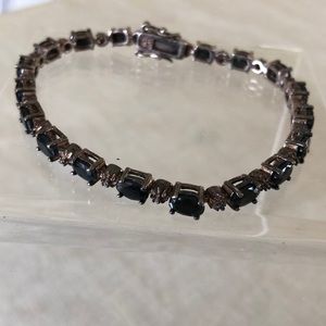 Gold plated sterling silver Onyx tennis bracelet